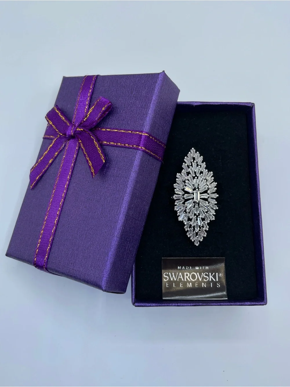 Swarovski Crystal Elements White Crystal Art Deco Statement Ring Sz 7 Bold